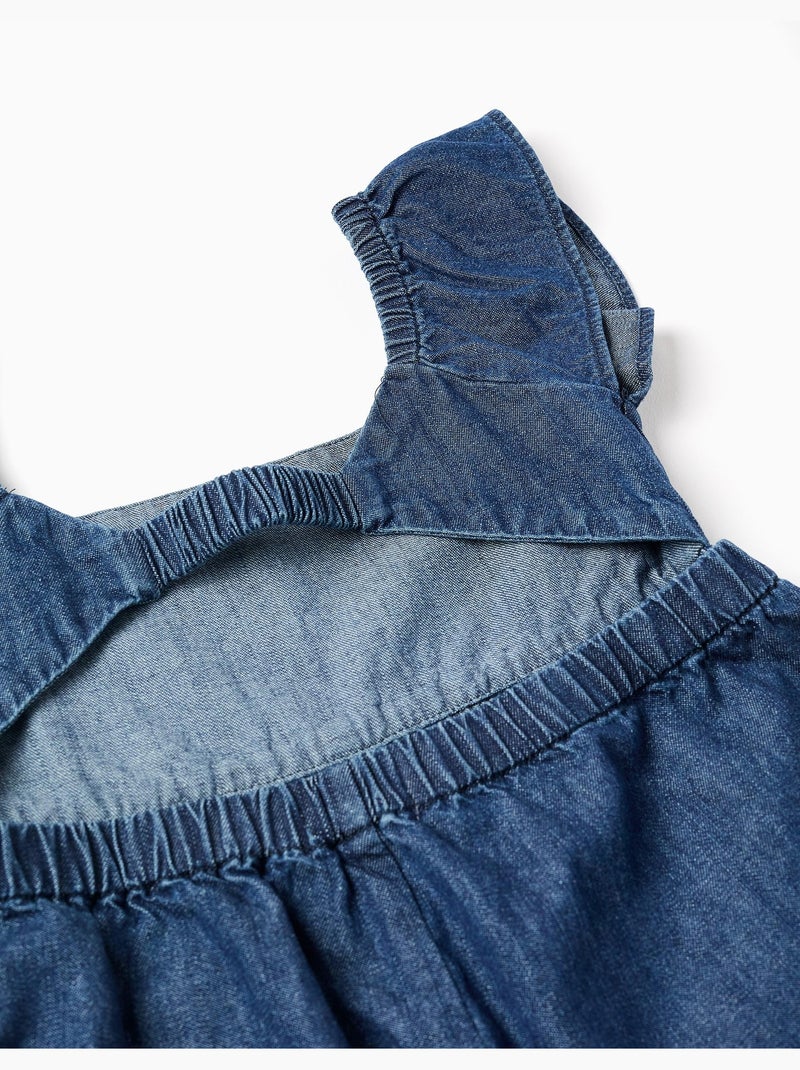 Mono corto vaquero con mangas con volantes Azul oscuro - Kiabi