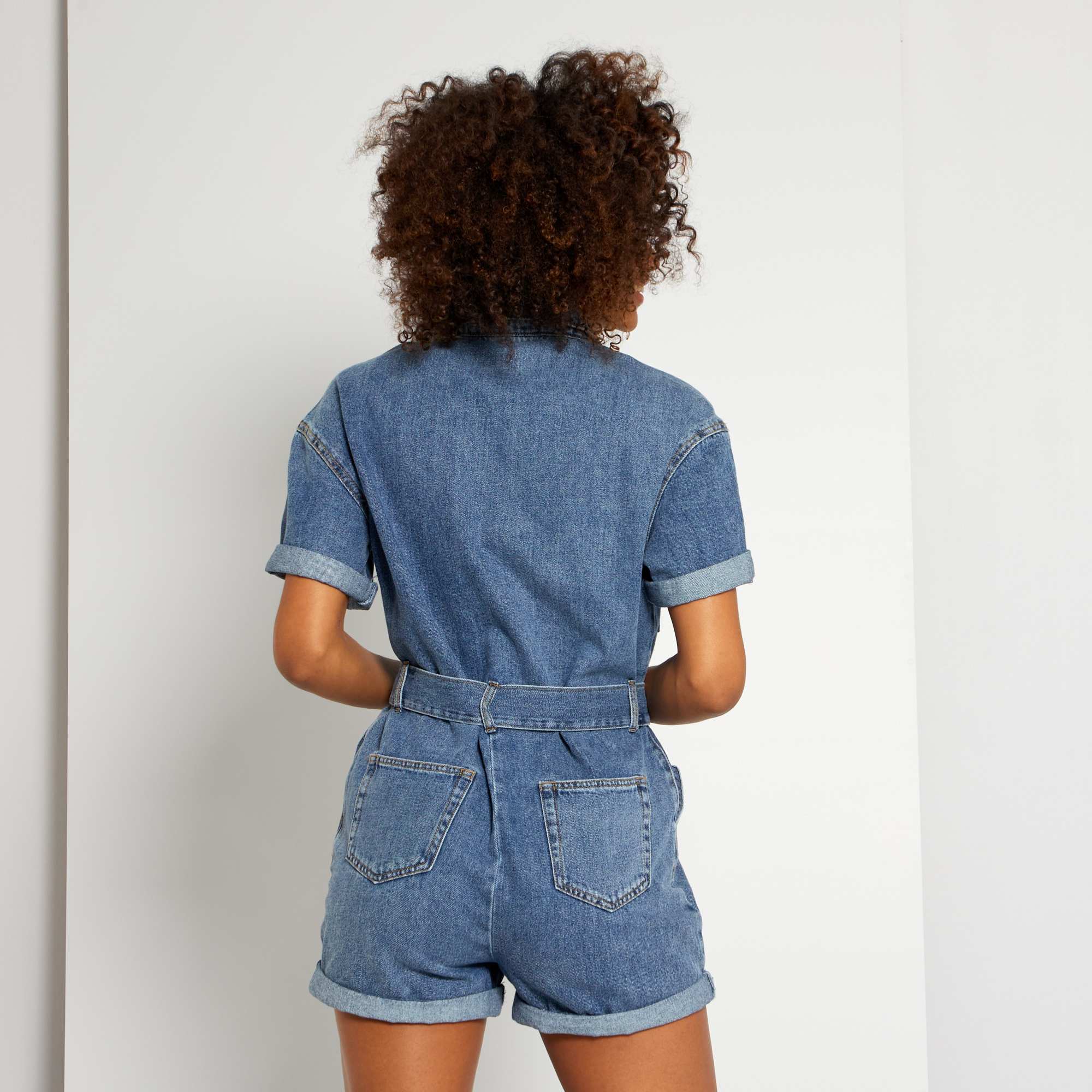 Mono corto vaquero ecoconcepción Mujer talla 34 a 48 AZUL Kiabi