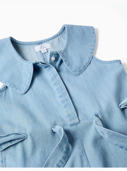 Mono corto vaquero sin mangas con cinturón - Kiabi