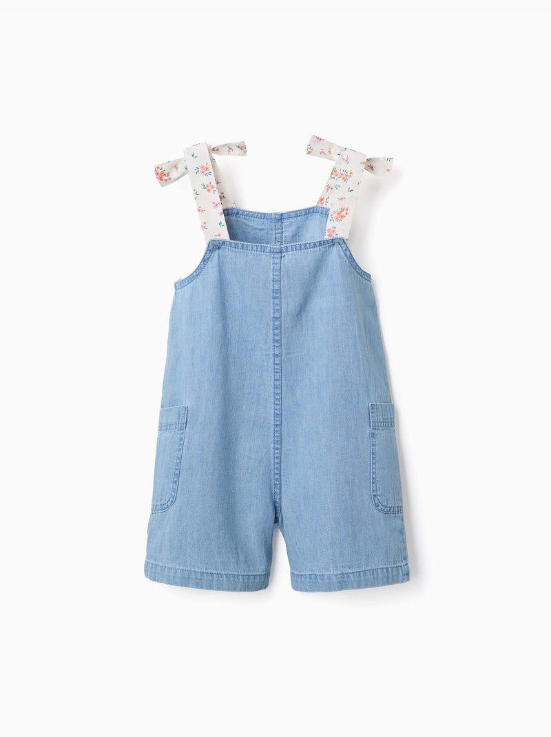 Mono corto vaquero sin mangas con tirantes florales Azul Azul - Kiabi