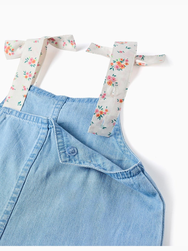 Mono corto vaquero sin mangas con tirantes florales Azul Azul - Kiabi