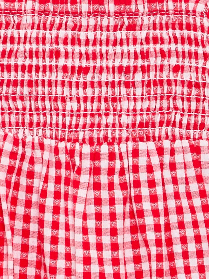 Mono corto vichy con volante Rojo - Kiabi