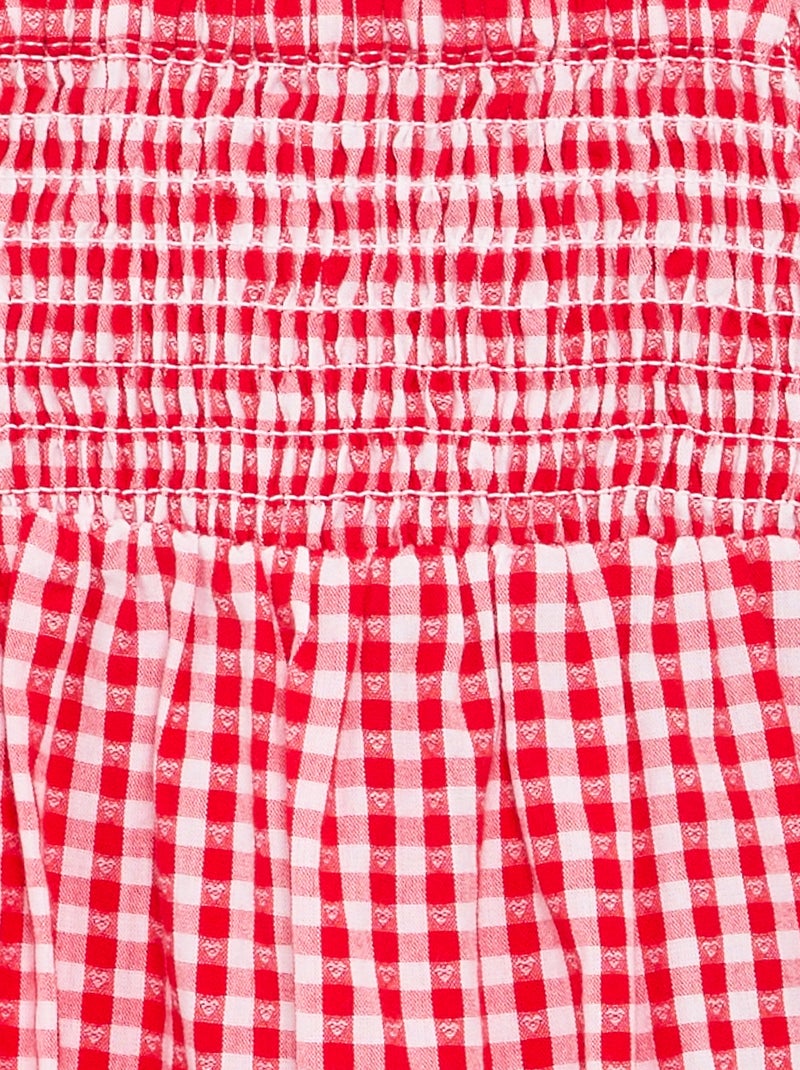 Mono corto vichy con volante Rojo - Kiabi