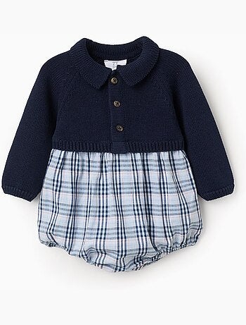 Mono de algodón combinado y a cuadros B&S