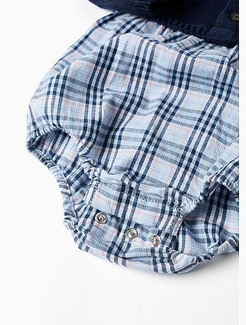 Mono de algodón combinado y a cuadros B&S
