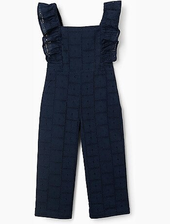 Mono de algodón con bordado inglés y volantes