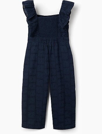 Mono de algodón con bordado inglés y volantes