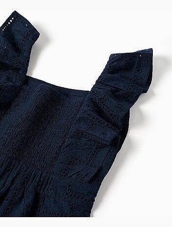 Mono de algodón con bordado inglés y volantes