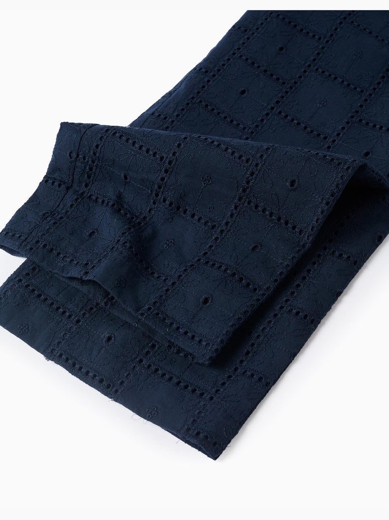 Mono de algodón con bordado inglés y volantes Azul oscuro - Kiabi