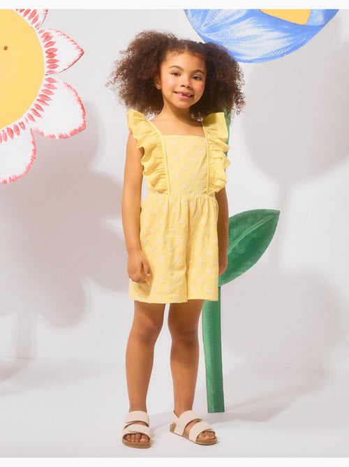 Mono de algodón con bordado y volantes B&S - Kiabi