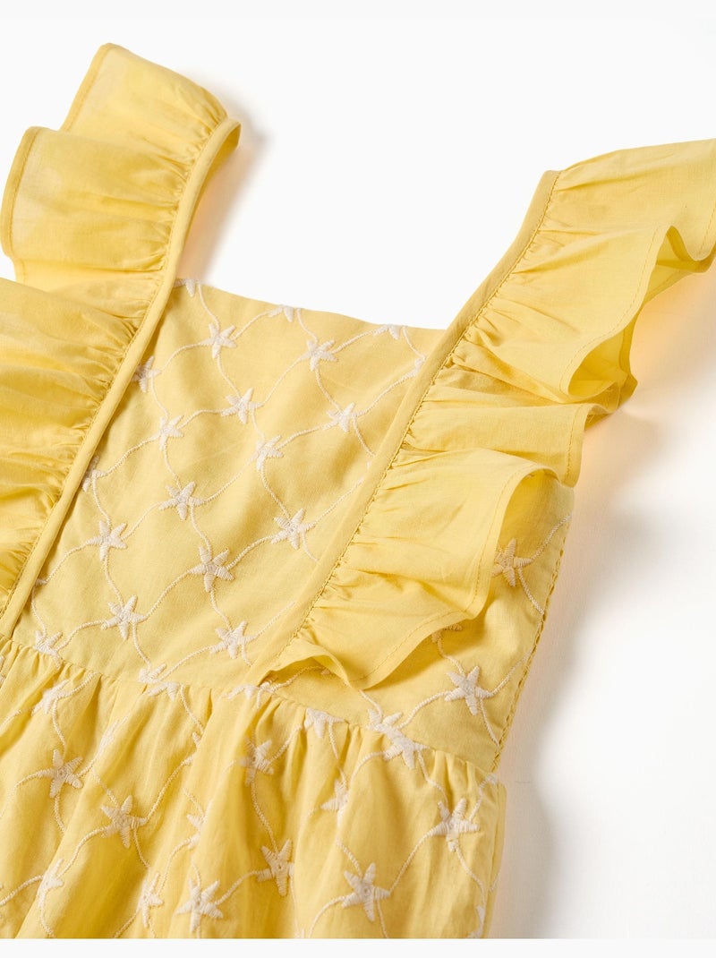 Mono de algodón con bordado y volantes B&S Amarillo claro - Kiabi