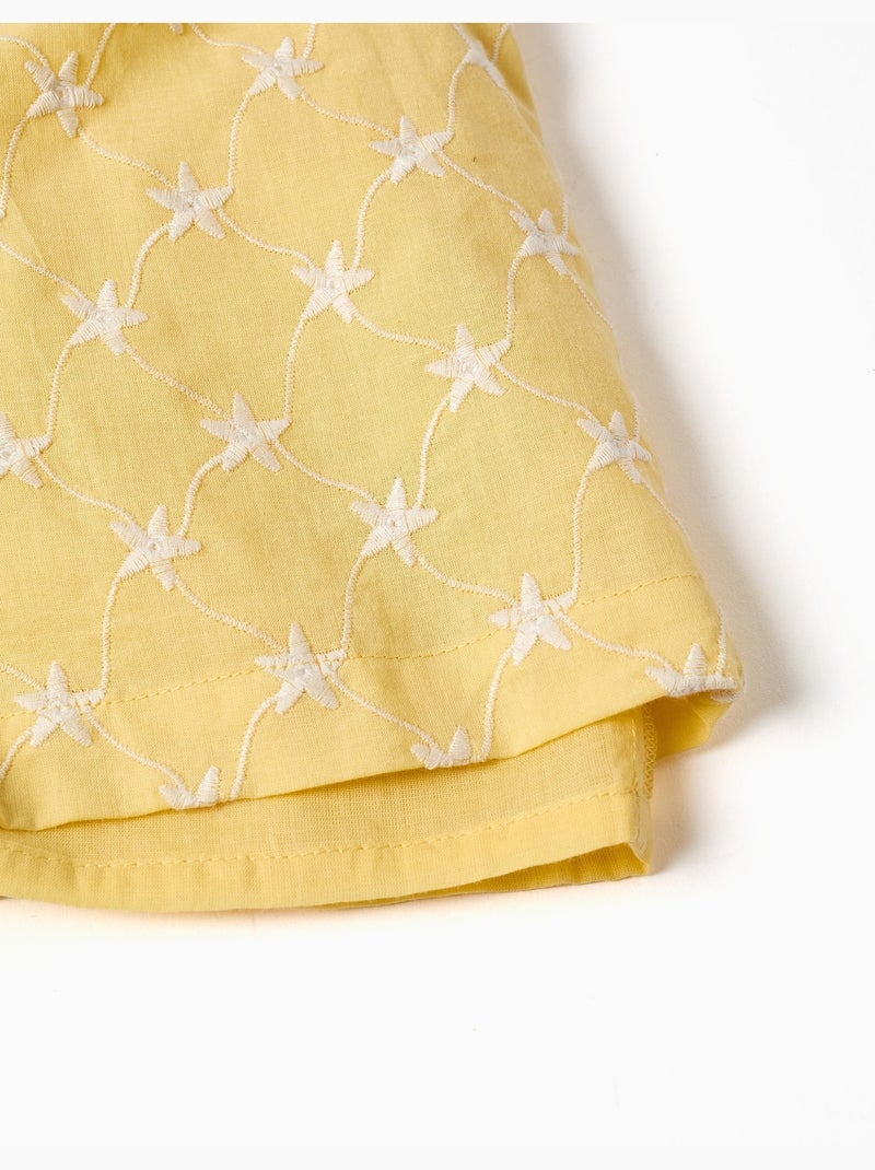 Mono de algodón con bordado y volantes B&S Amarillo claro - Kiabi