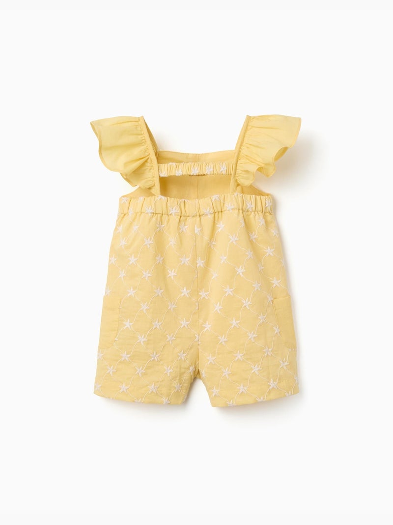 Mono de algodón con bordado y volantes B&S Amarillo claro - Kiabi
