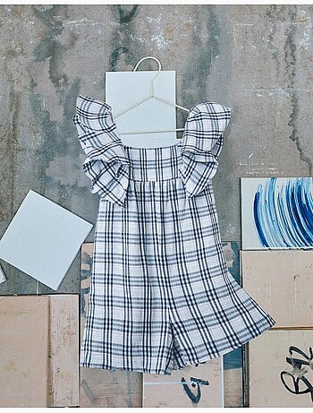 Mono de algodón con estampado a cuadros B&S