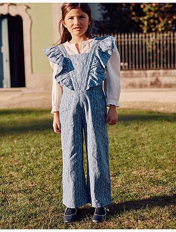 Mono de algodón con volantes y estampado floral