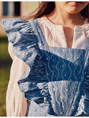 Mono de algodón con volantes y estampado floral