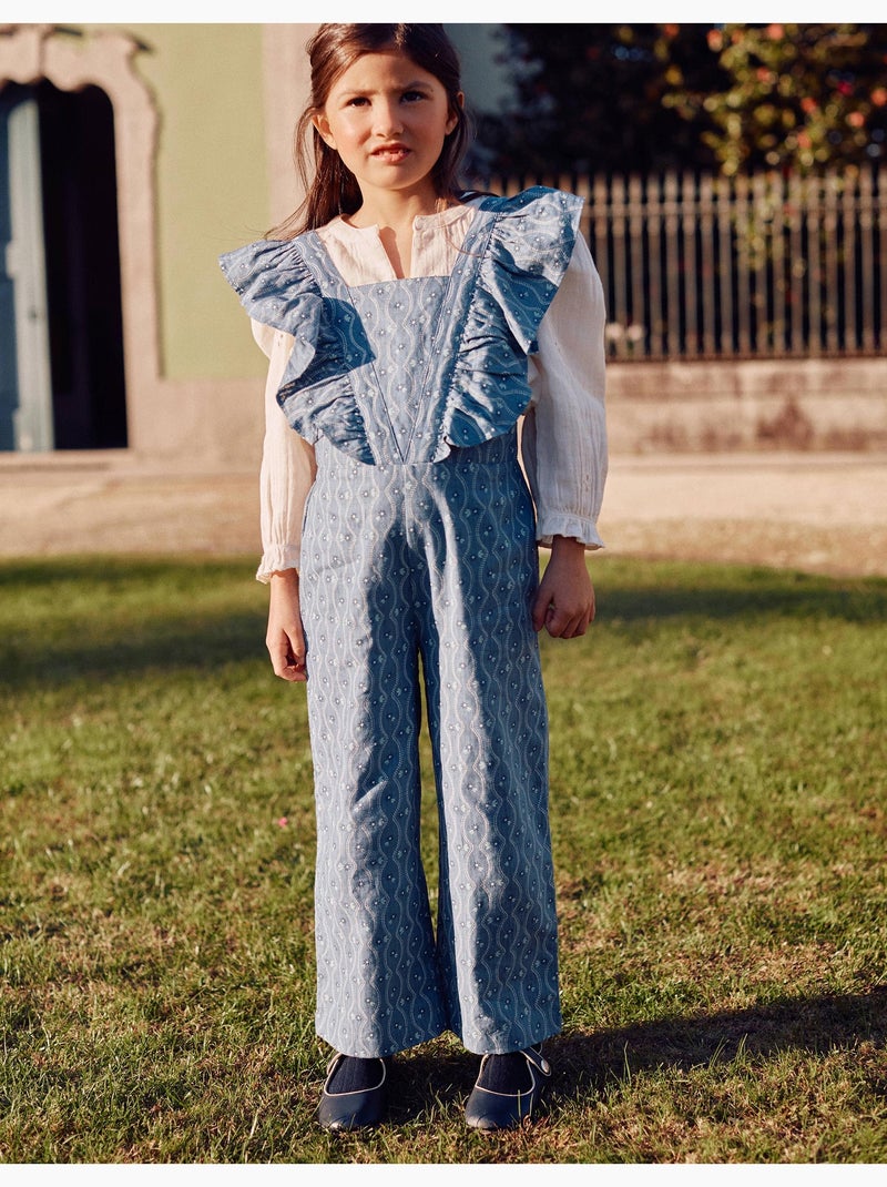 Mono de algodón con volantes y estampado floral Azul Azul - Kiabi