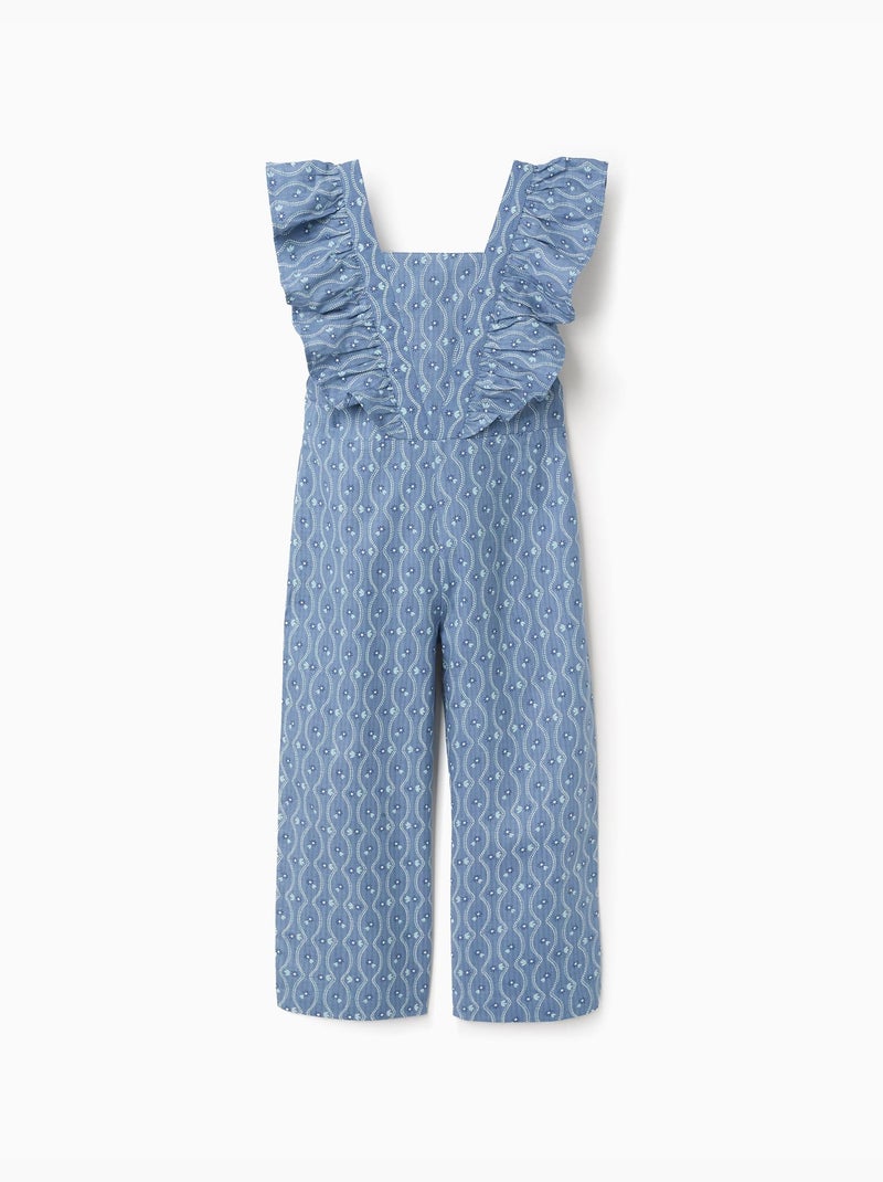 Mono de algodón con volantes y estampado floral Azul Azul - Kiabi