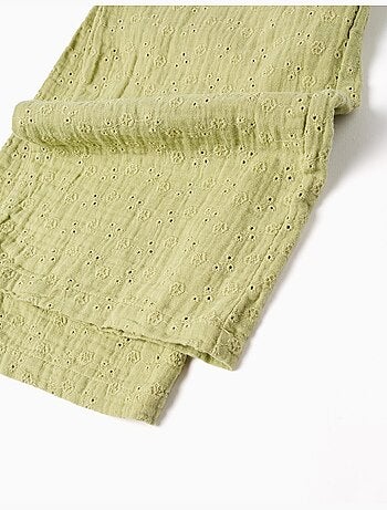 Mono de algodón de pierna ancha con bordado inglés