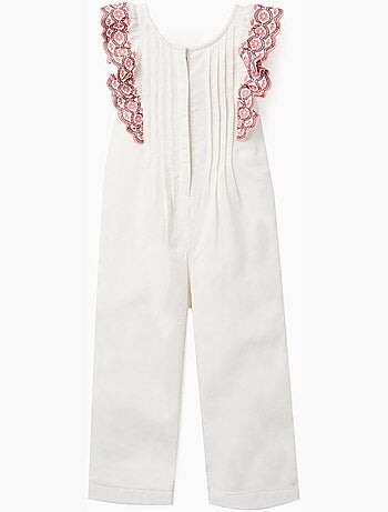 Mono de algodón de pierna ancha con volantes