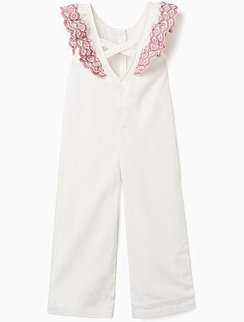 Mono de algodón de pierna ancha con volantes