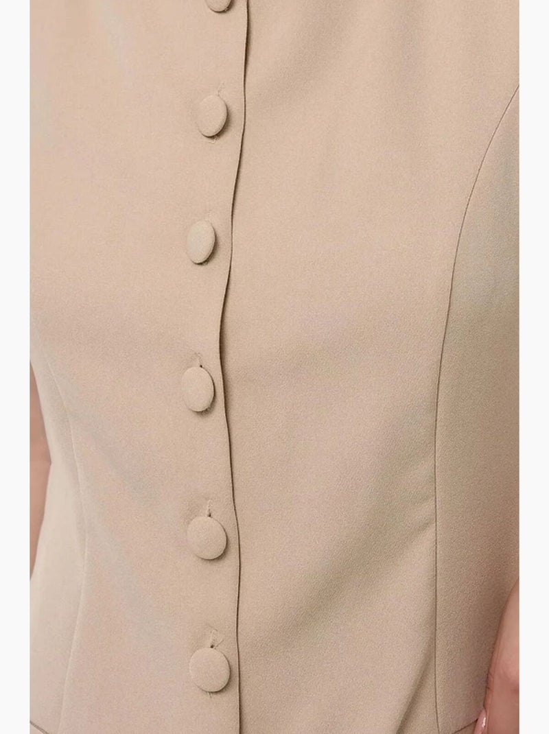 Mono de cuello redondo y pierna corta con detalle de botones hiccup Beige arcilla - Kiabi