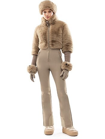 Mono de esqui retro pelo sintético mujer mujer val gardena-w camel