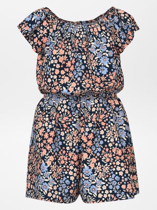 Mono de flores con cuello bardot