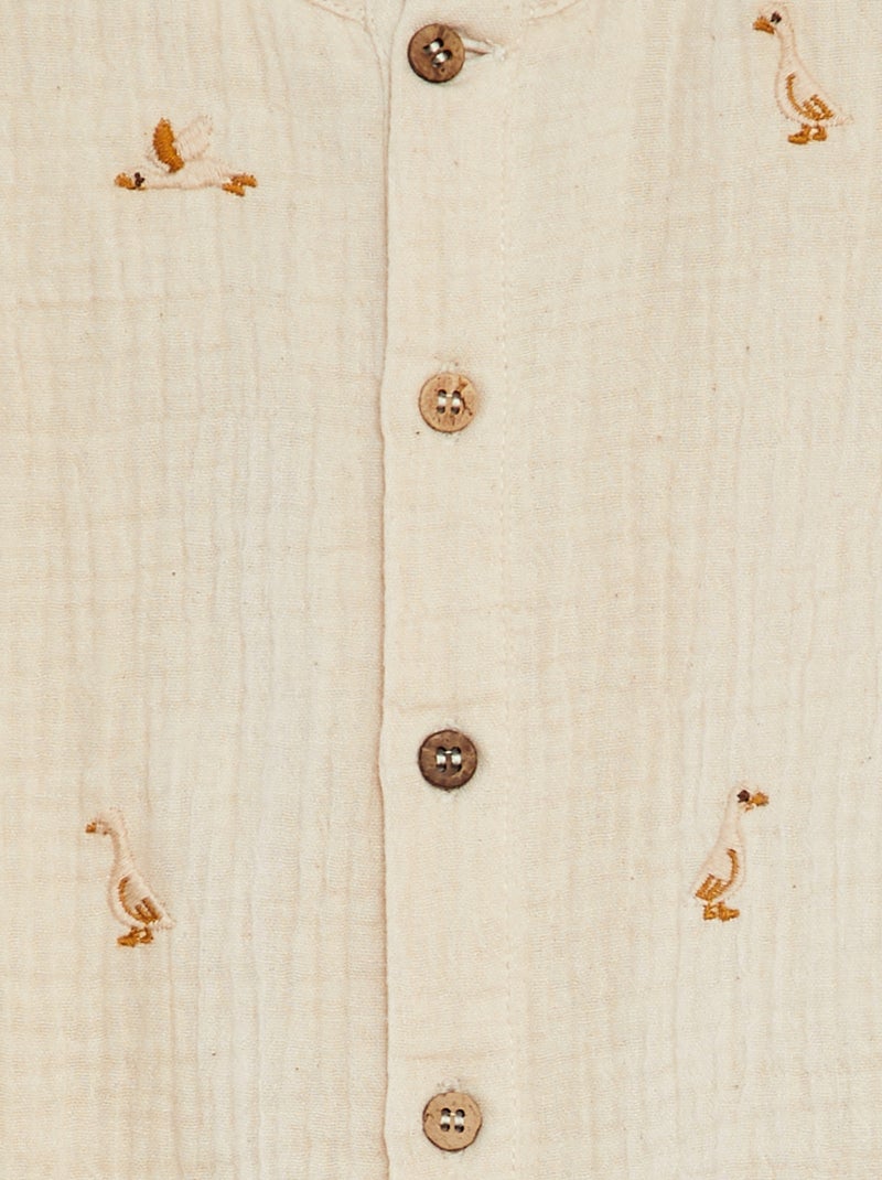 Mono de gasa de algodón con bordados 'ocas' BLANCO - Kiabi