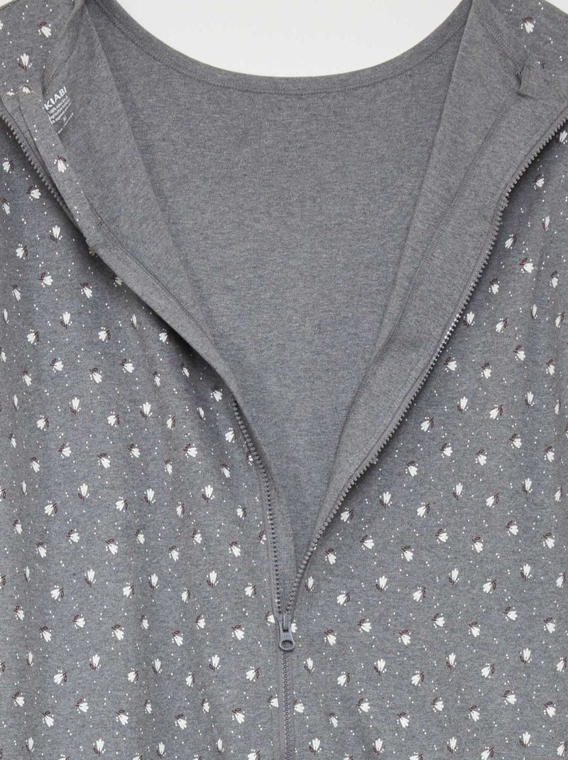 Mono de noche con abertura de cremallera - colección fácil de poner GRIS - Kiabi