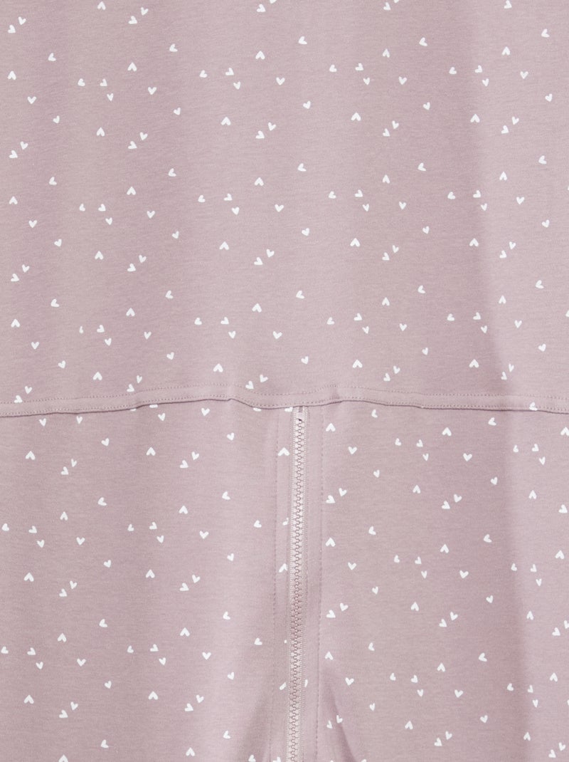 Mono de noche con abertura de cremallera - colección fácil de poner ROSA - Kiabi