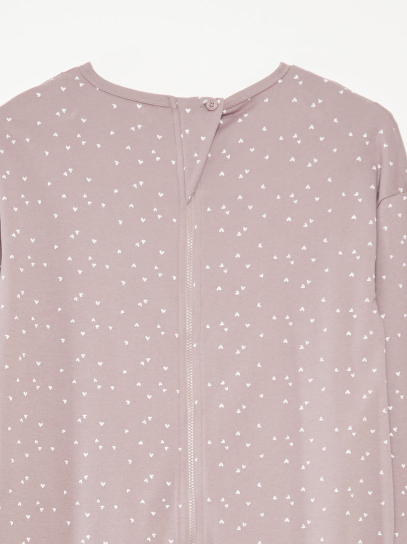 Mono de noche con abertura de cremallera - colección fácil de poner ROSA - Kiabi