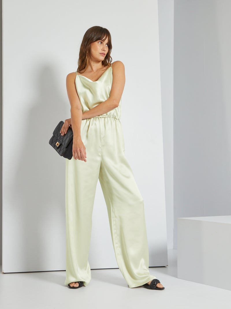 Mono de pantalón satinado beige oscuro - Kiabi