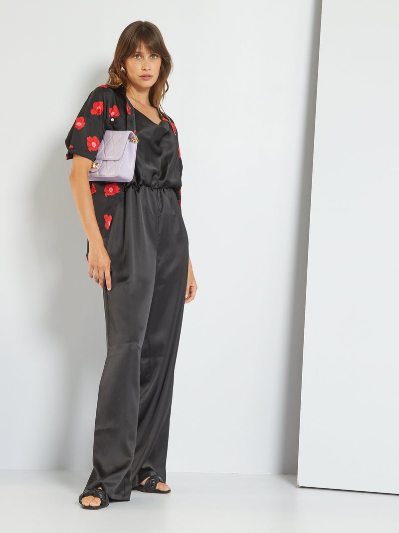 Mono de pantalón satinado Negro - Kiabi