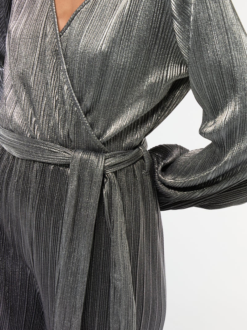 Mono de pernera ancha en punto plisado Gris - Kiabi