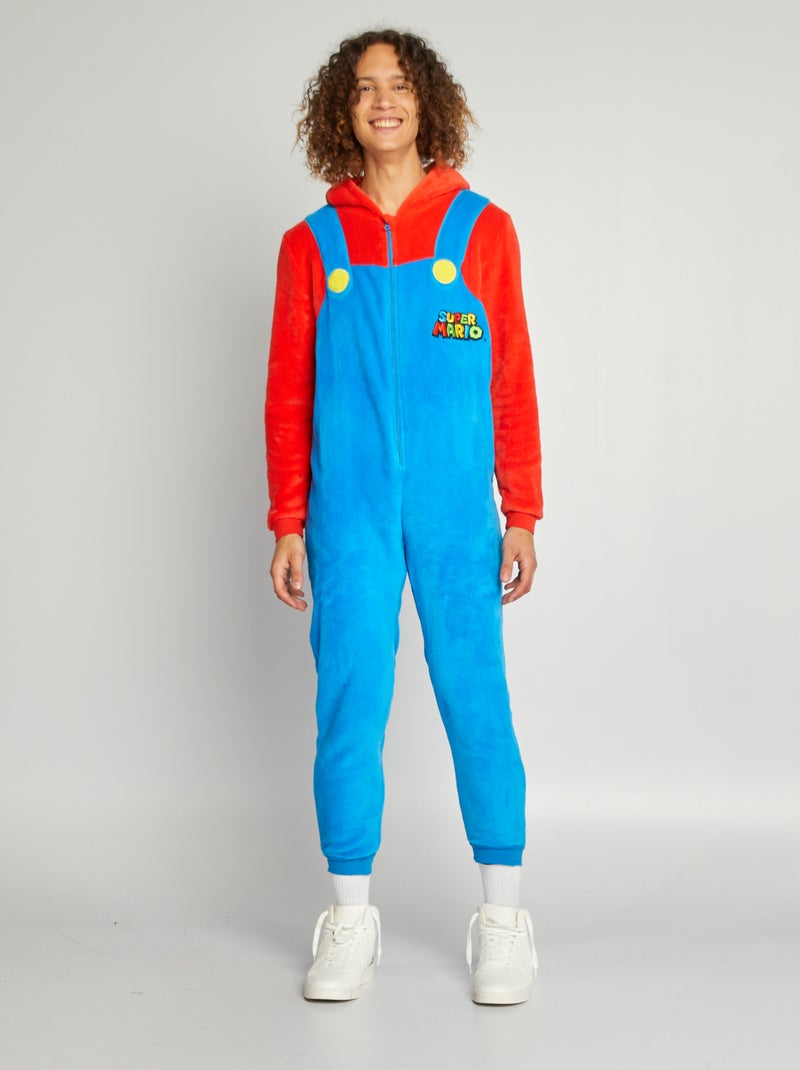 Mono de pijama 'Mario' de tejido polar azul/rojo - Kiabi