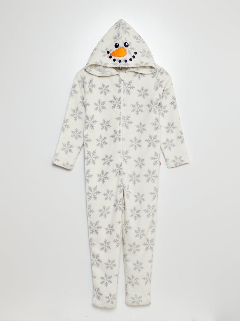 Mono de pijama polar muñeco de nieve BLANCO - Kiabi