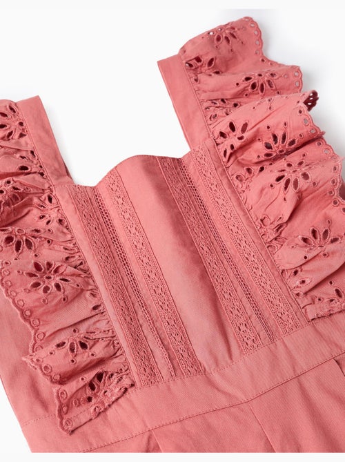 Mono de popelina con volantes y bordado inglés - Kiabi