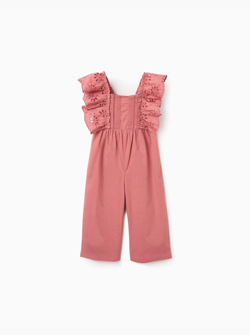 Mono de popelina con volantes y bordado inglés - Kiabi