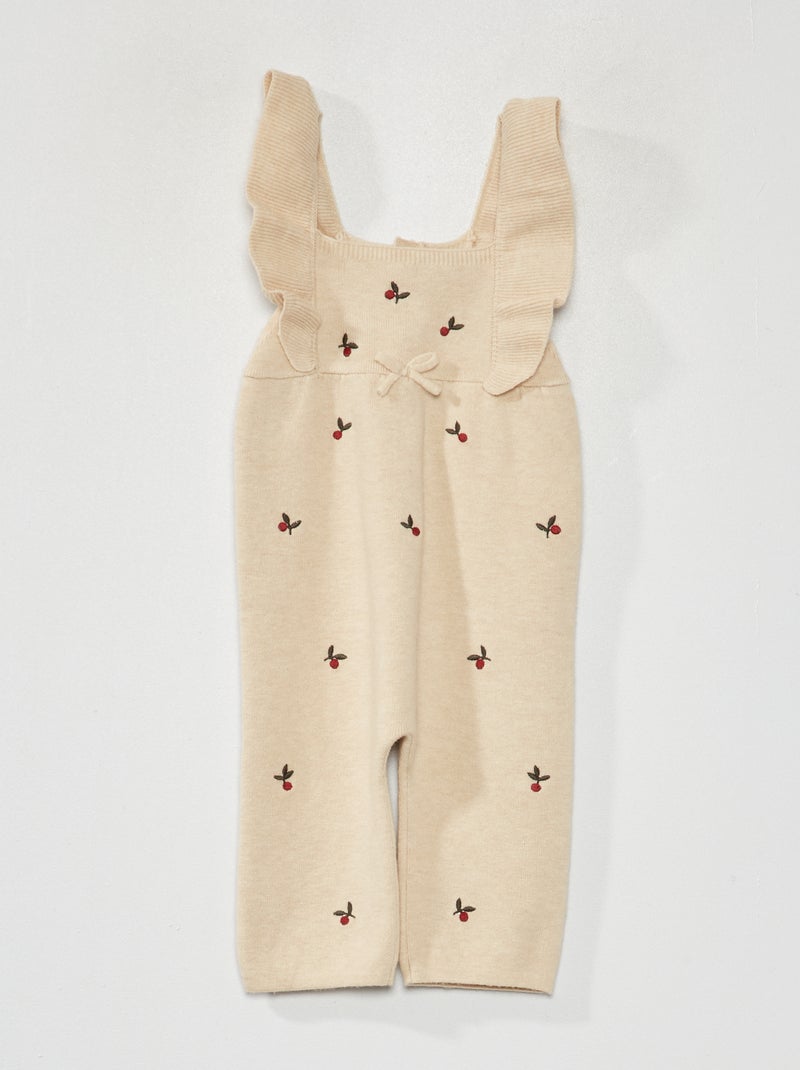 Mono de punto con bordado BEIGE - Kiabi