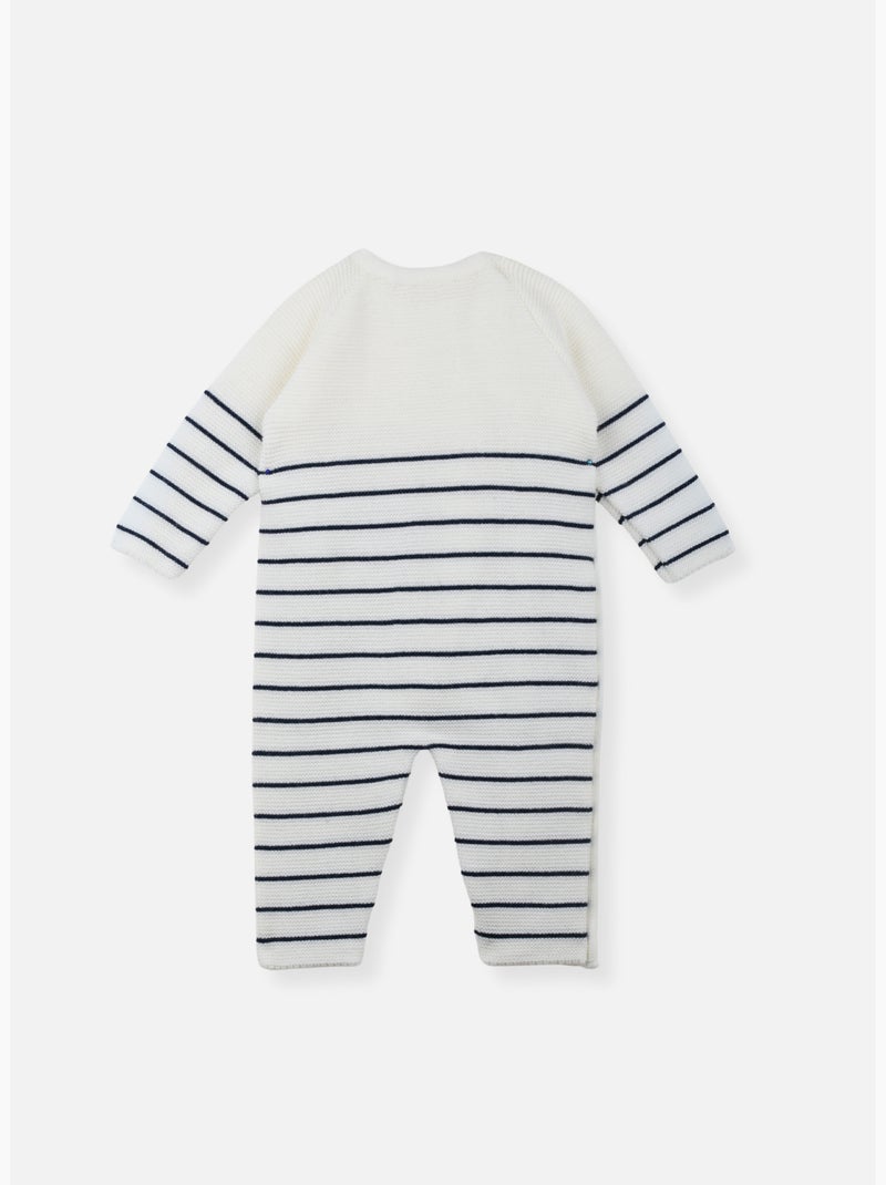 Mono de punto para bebé Blanco Azul marino - Kiabi