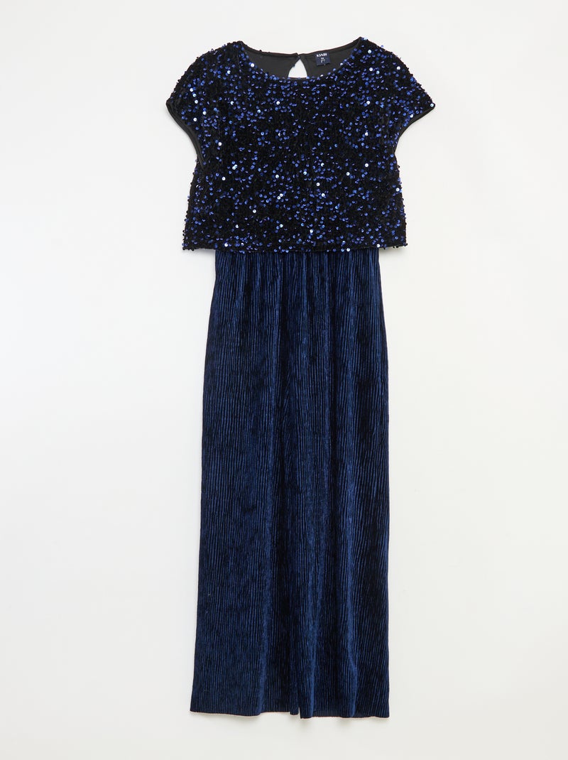 Mono de terciopelo con lentejuelas Azul - Kiabi