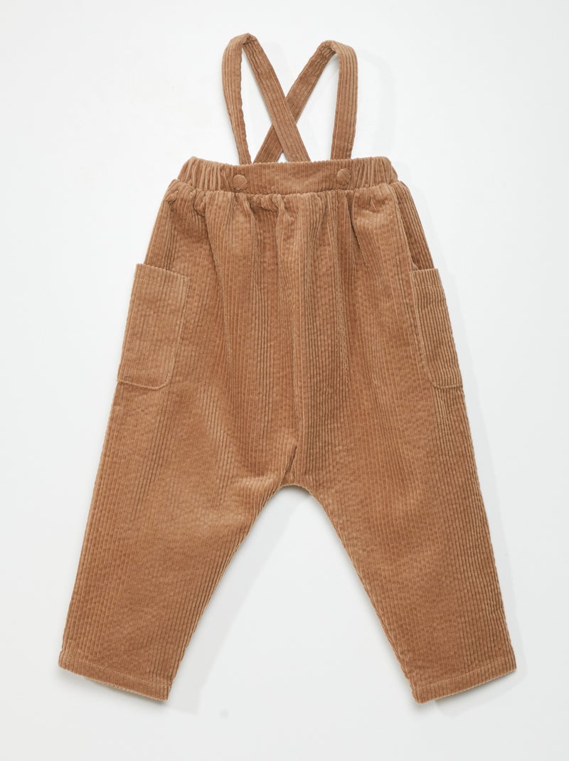 Mono de terciopelo con tirantes - Siempre más práctico BEIGE - Kiabi