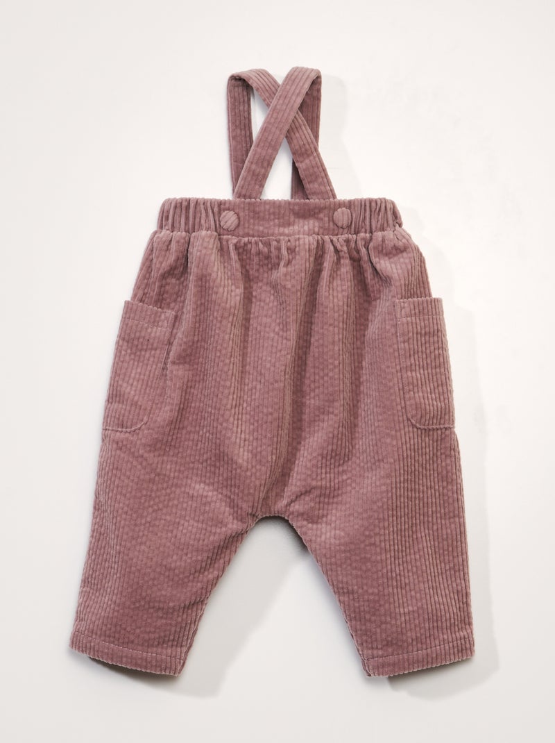 Mono de terciopelo con tirantes - Siempre más práctico ROSA - Kiabi