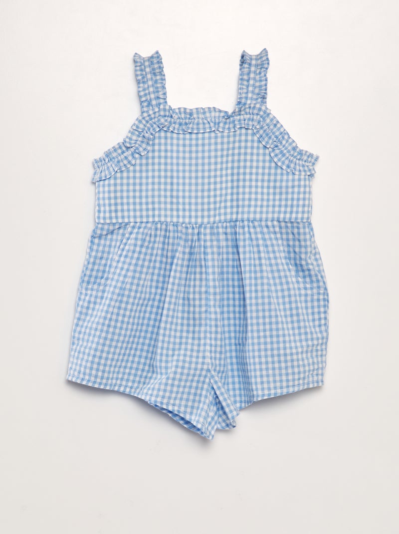 Mono de vichy de gasa de algodón AZUL - Kiabi