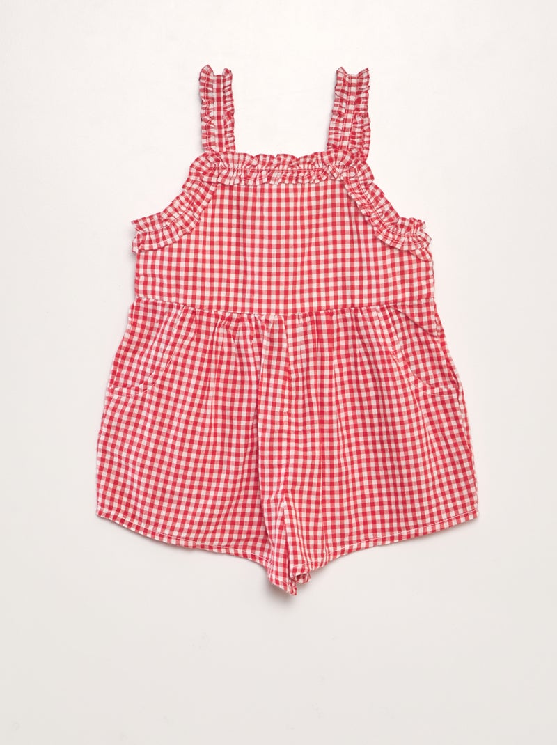 Mono de vichy de gasa de algodón ROJO - Kiabi