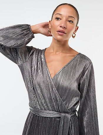 Mono de wide leg en punto plisado