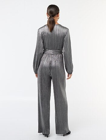 Mono de wide leg en punto plisado