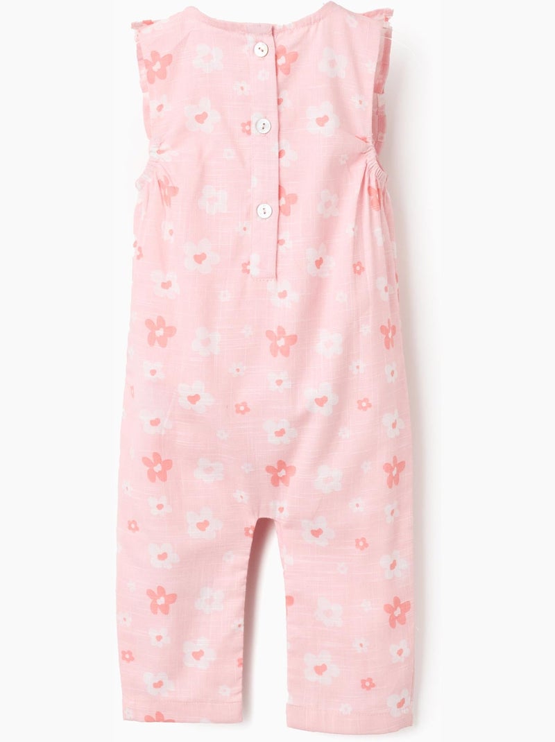 Mono floral de algodón con volantes Rosa claro - Kiabi