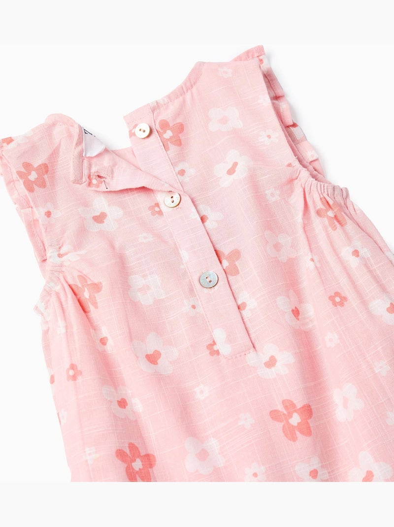 Mono floral de algodón con volantes Rosa claro - Kiabi